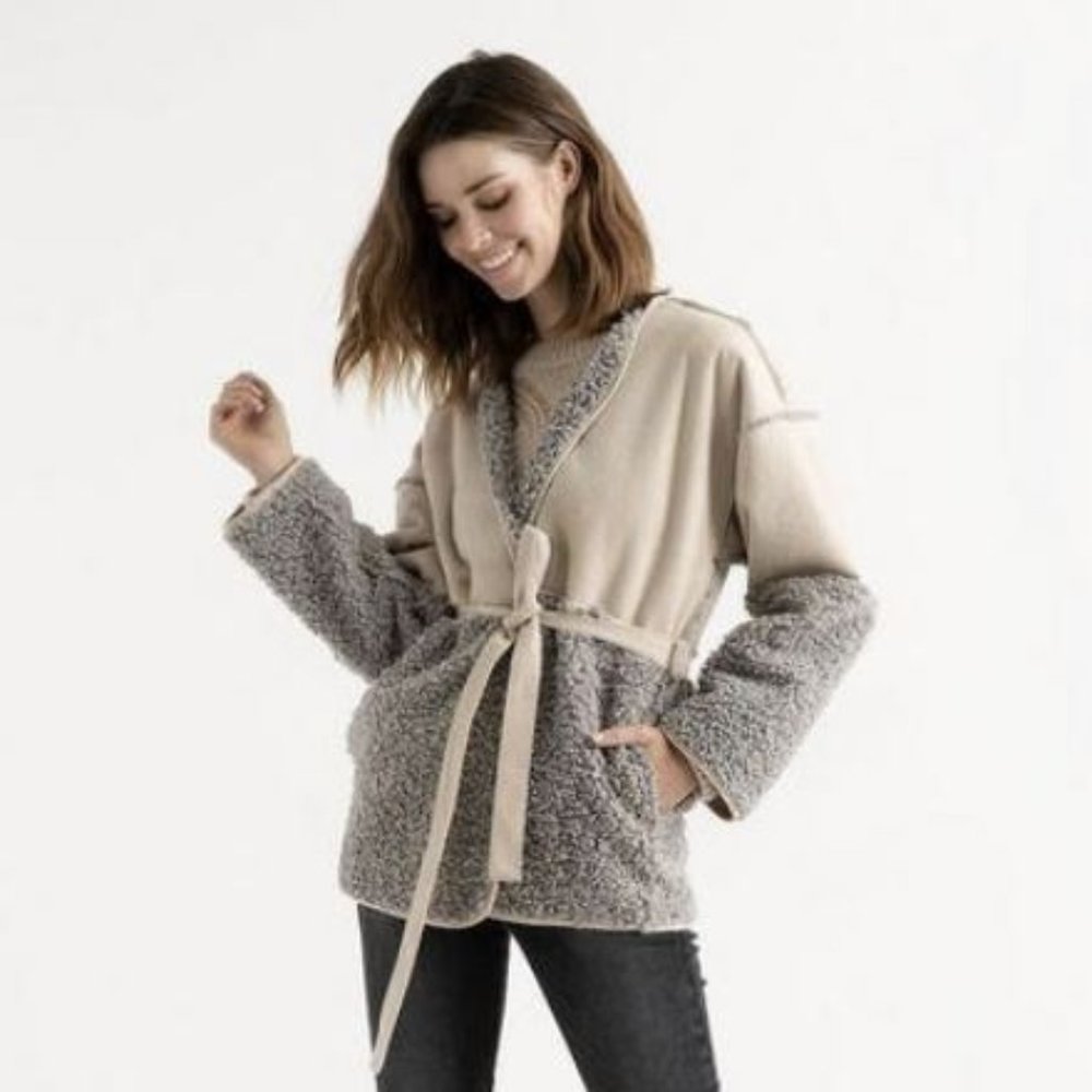Lucky Brand NWT Women's Mixed Sherpa Jacket - Picture 5 of 9